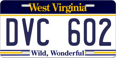 WV license plate DVC602