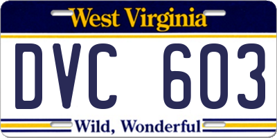 WV license plate DVC603