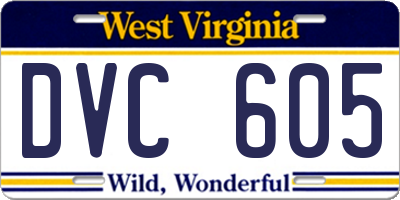 WV license plate DVC605
