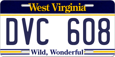 WV license plate DVC608