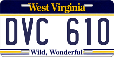 WV license plate DVC610