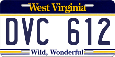WV license plate DVC612