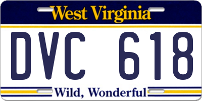 WV license plate DVC618