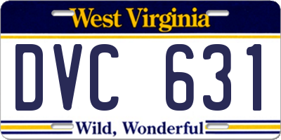 WV license plate DVC631