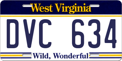 WV license plate DVC634