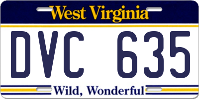 WV license plate DVC635