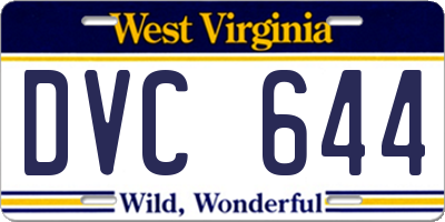 WV license plate DVC644