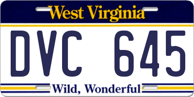 WV license plate DVC645