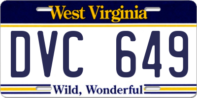 WV license plate DVC649