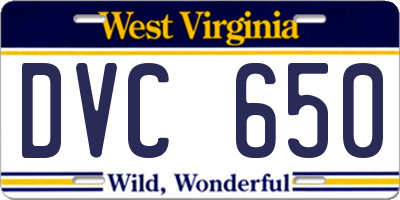 WV license plate DVC650