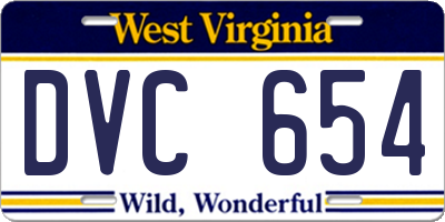 WV license plate DVC654
