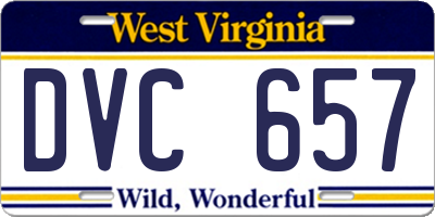 WV license plate DVC657