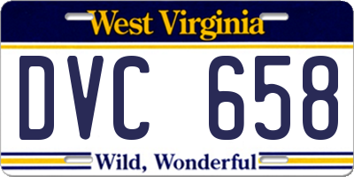 WV license plate DVC658