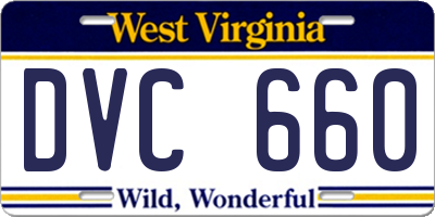 WV license plate DVC660