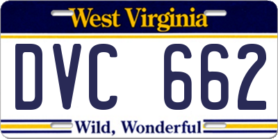WV license plate DVC662