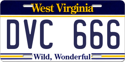 WV license plate DVC666