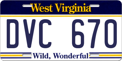 WV license plate DVC670