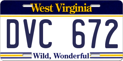 WV license plate DVC672