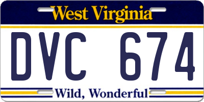 WV license plate DVC674