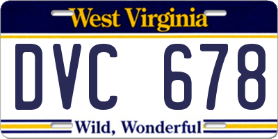 WV license plate DVC678