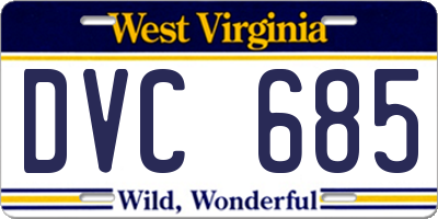 WV license plate DVC685