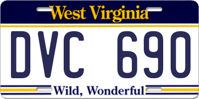 WV license plate DVC690