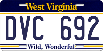 WV license plate DVC692
