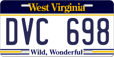 WV license plate DVC698
