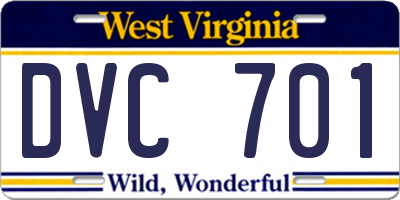 WV license plate DVC701