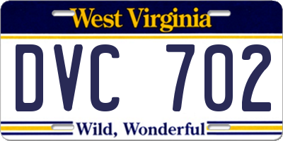 WV license plate DVC702