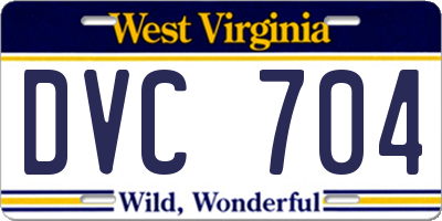 WV license plate DVC704