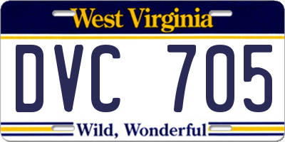 WV license plate DVC705