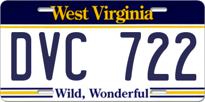 WV license plate DVC722