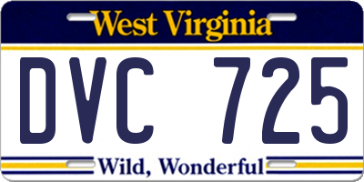 WV license plate DVC725