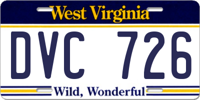 WV license plate DVC726