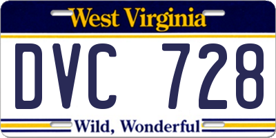 WV license plate DVC728