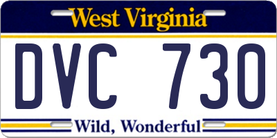 WV license plate DVC730