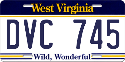 WV license plate DVC745