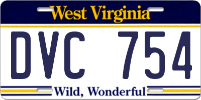 WV license plate DVC754