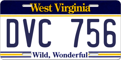 WV license plate DVC756