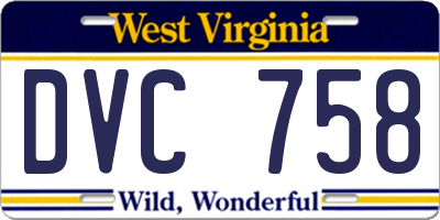 WV license plate DVC758
