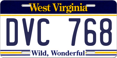 WV license plate DVC768