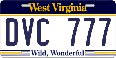 WV license plate DVC777