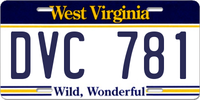 WV license plate DVC781
