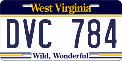 WV license plate DVC784