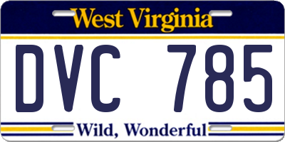 WV license plate DVC785