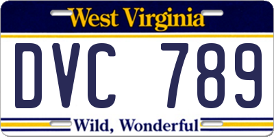 WV license plate DVC789