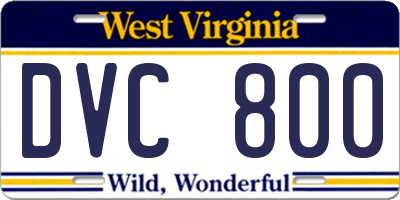 WV license plate DVC800