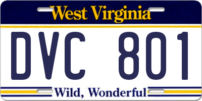 WV license plate DVC801
