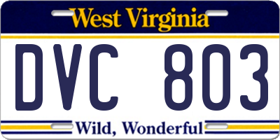 WV license plate DVC803